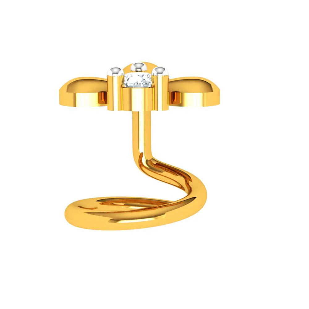22KT Modern Design Stone Studded Gold Nose Pin - Image 5