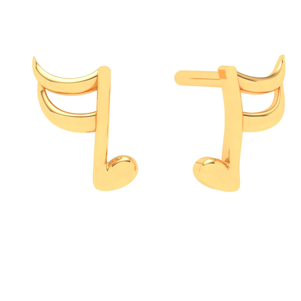 22KT Music Logo Shaped Gold Earrings From Goldlites Collection - Image 2