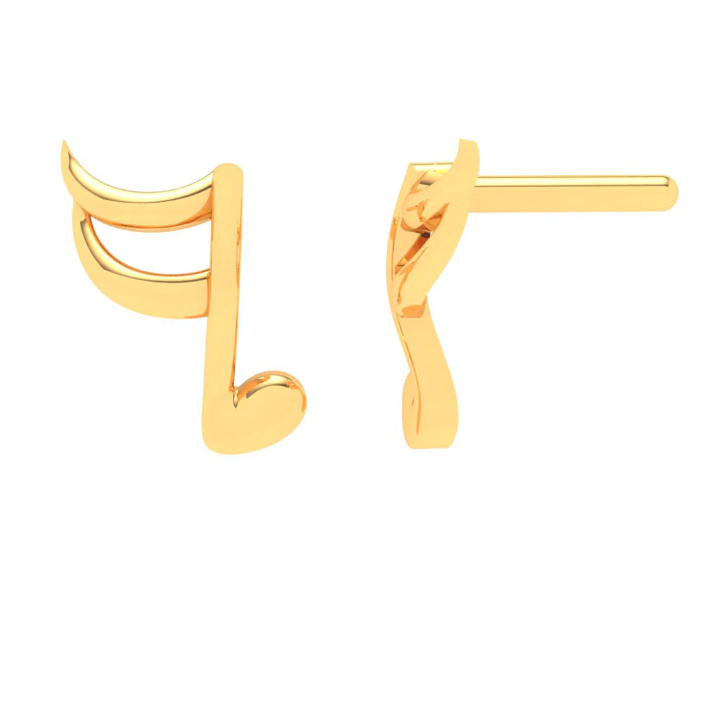 22KT Music Logo Shaped Gold Earrings From Goldlites Collection - Image 3