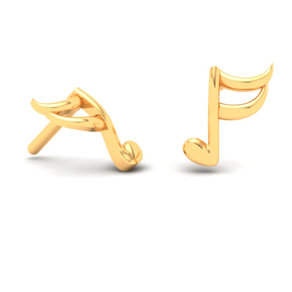 22KT Music Logo Shaped Gold Earrings From Goldlites Collection - Image 4