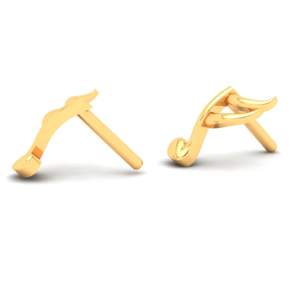 22KT Music Logo Shaped Gold Earrings From Goldlites Collection - Image 6