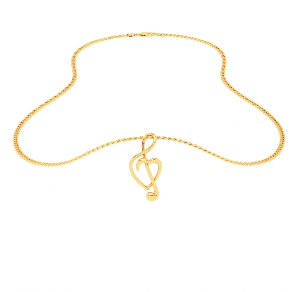 22KT Musical Note And Heart Shape Gold Pendant From Online Exclusive Collection - Image 11
