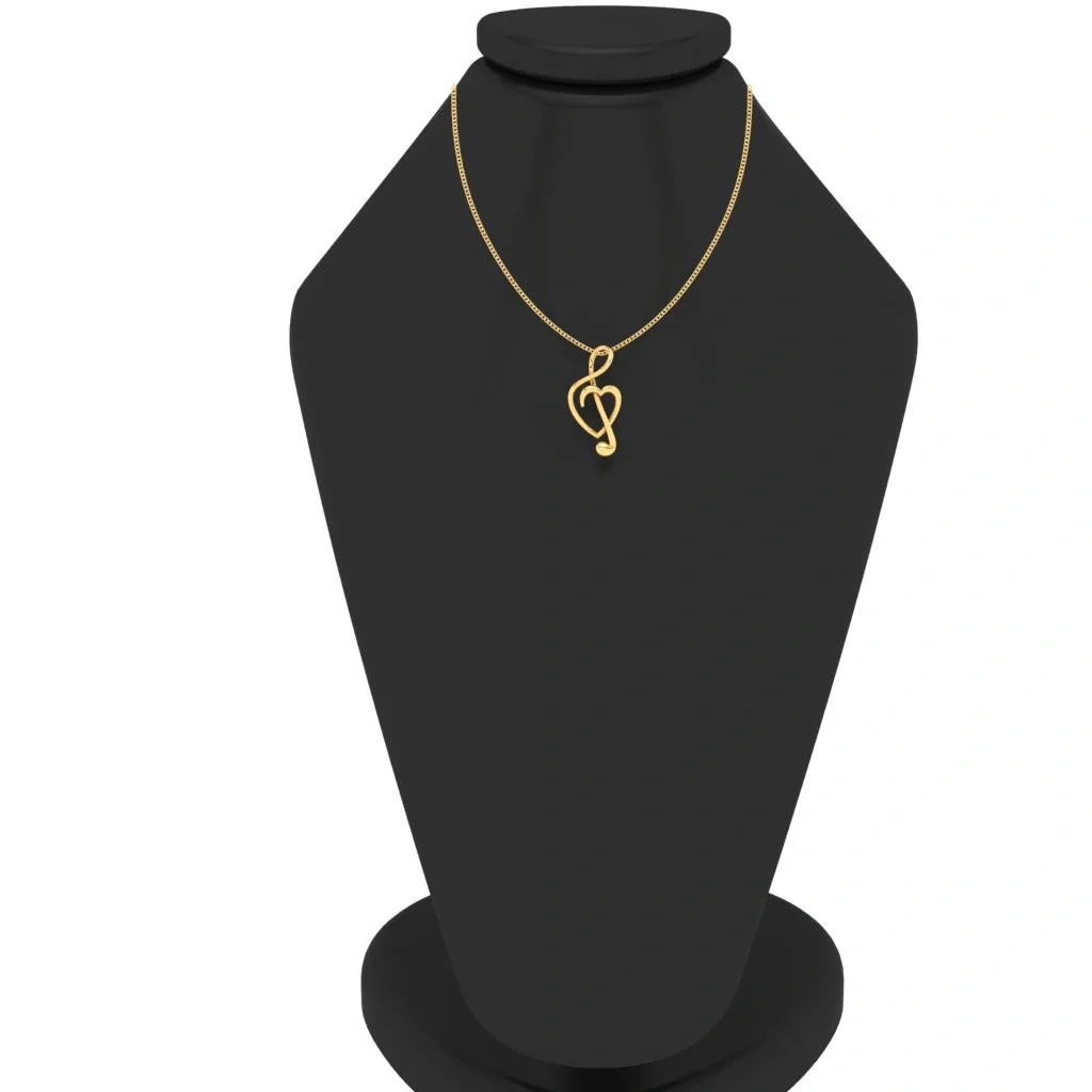 22KT Musical Note And Heart Shape Gold Pendant From Online Exclusive Collection - Image 3