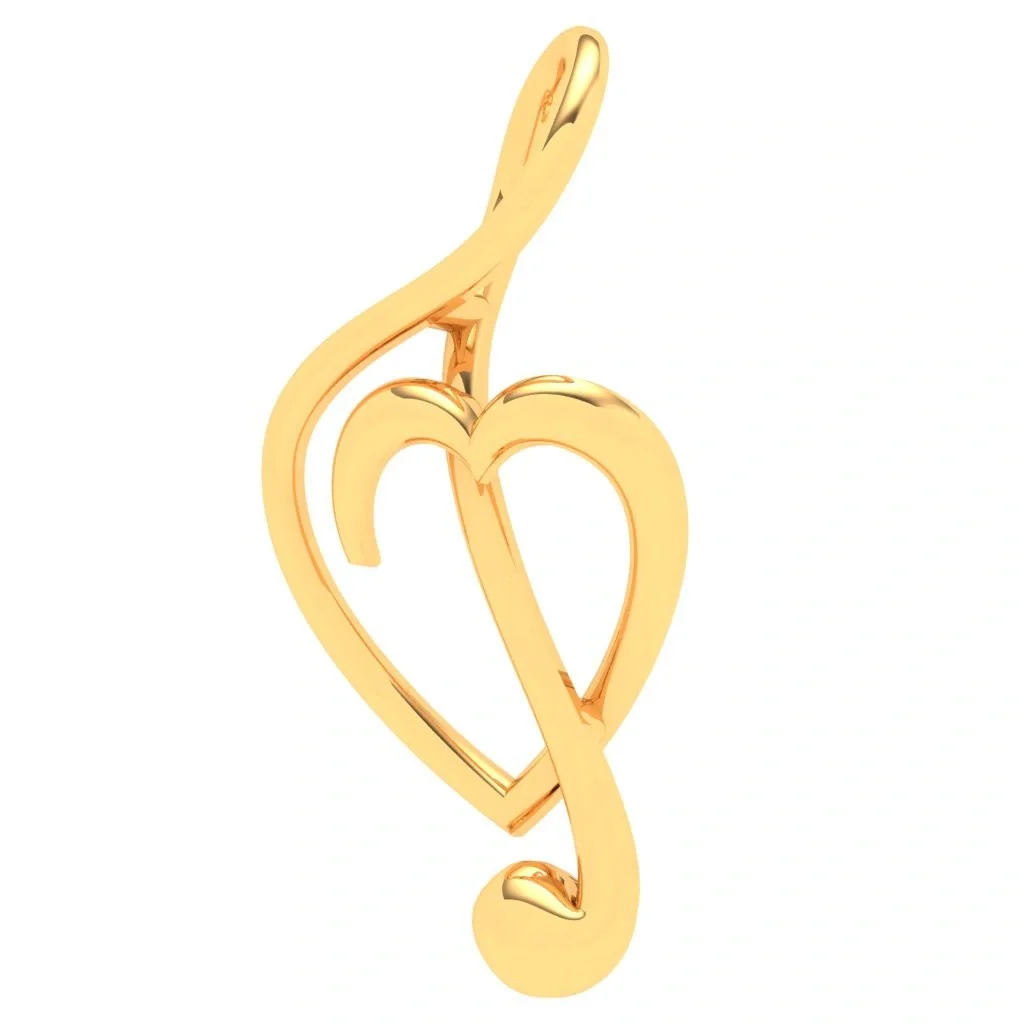 22KT Musical Note And Heart Shape Gold Pendant From Online Exclusive Collection - Image 5