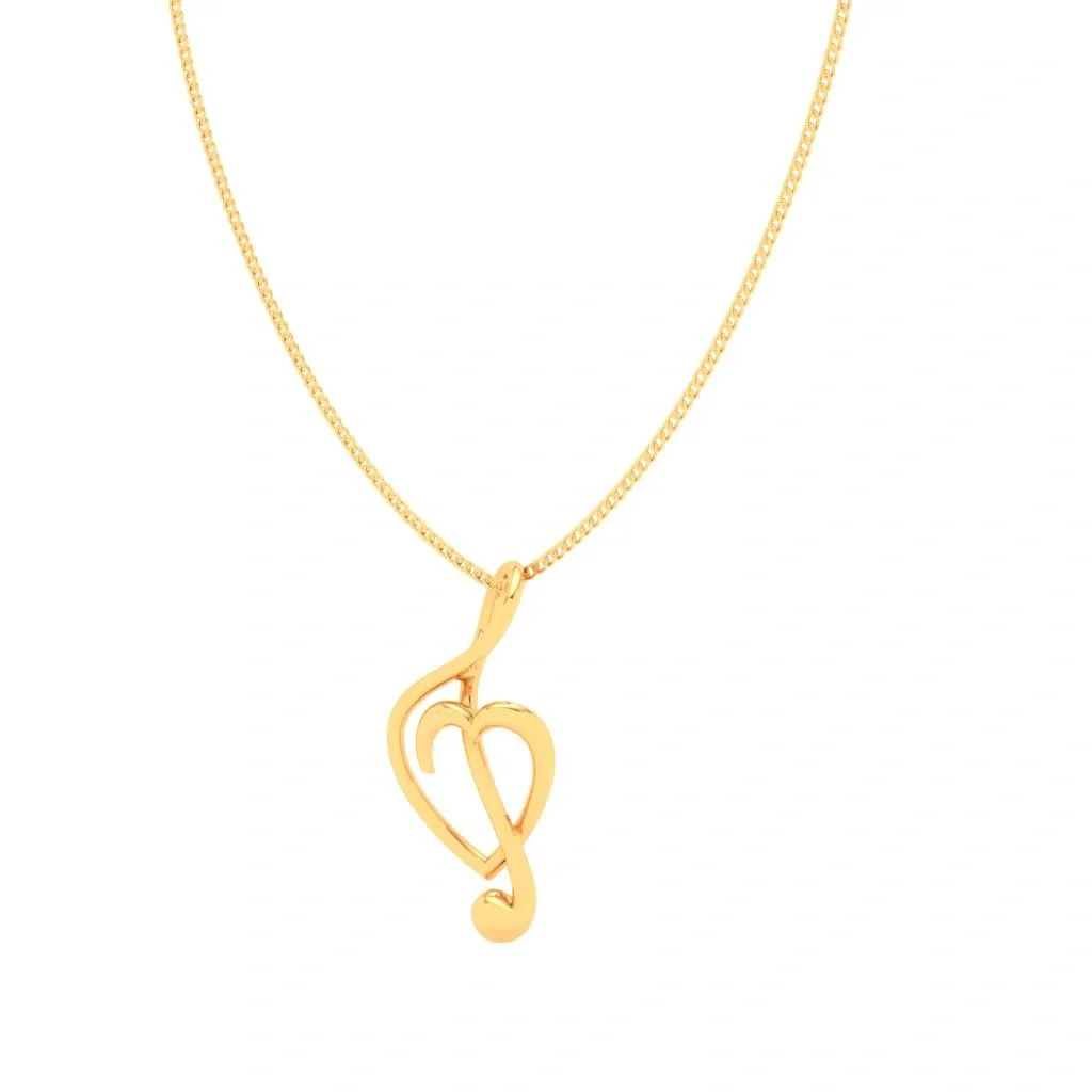 22KT Musical Note And Heart Shape Gold Pendant From Online Exclusive Collection - Image 6