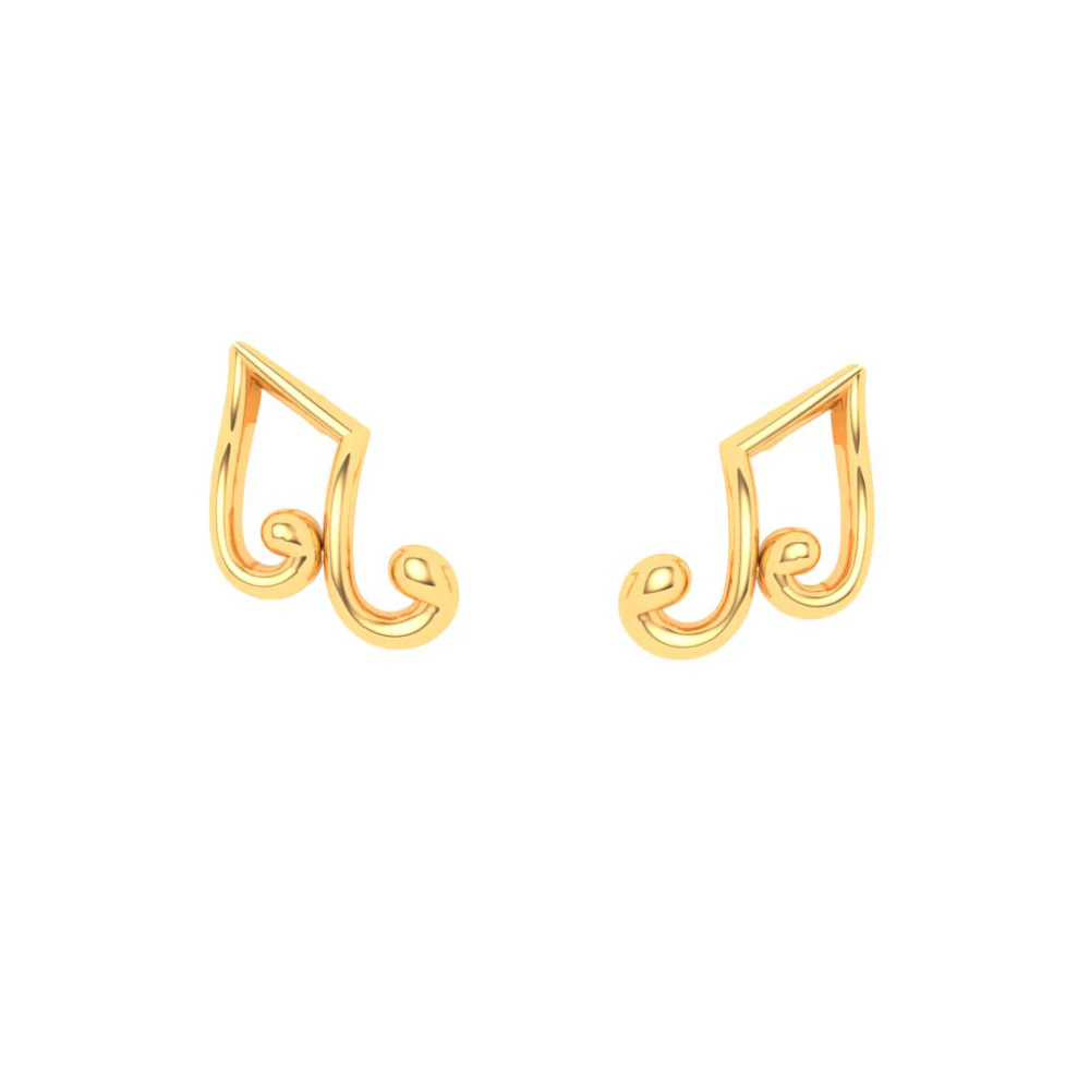 22KT Musical Note Gold Stud Earrings From Goldlites Collection
