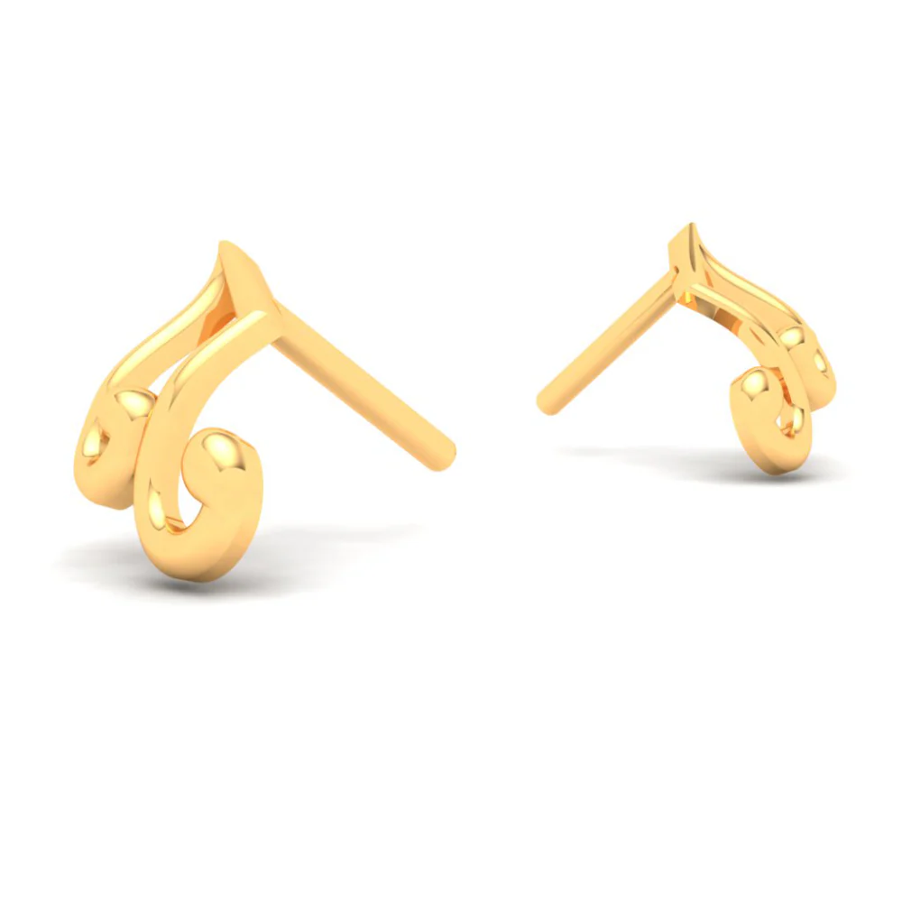 22KT Musical Note Gold Stud Earrings From Goldlites Collection - Image 5