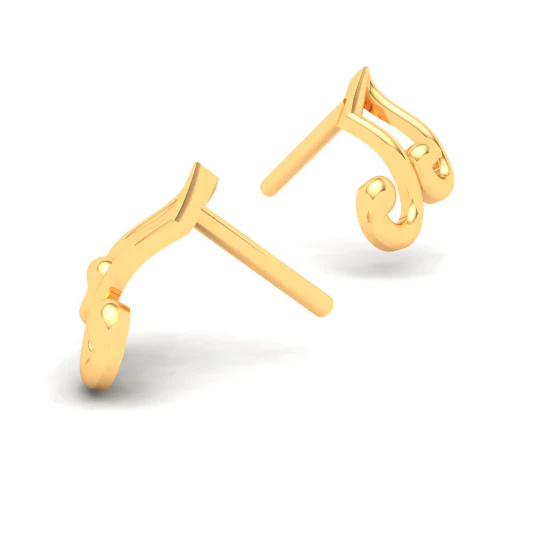 22KT Musical Note Gold Stud Earrings From Goldlites Collection - Image 6
