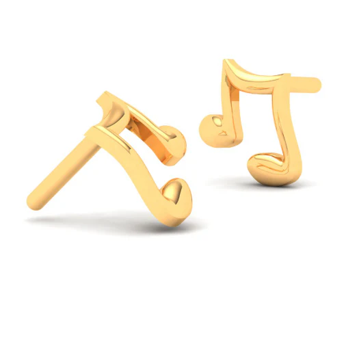 22KT Musical Note Shaped Gold Stud Earrings From Goldlites Collection - Image 7