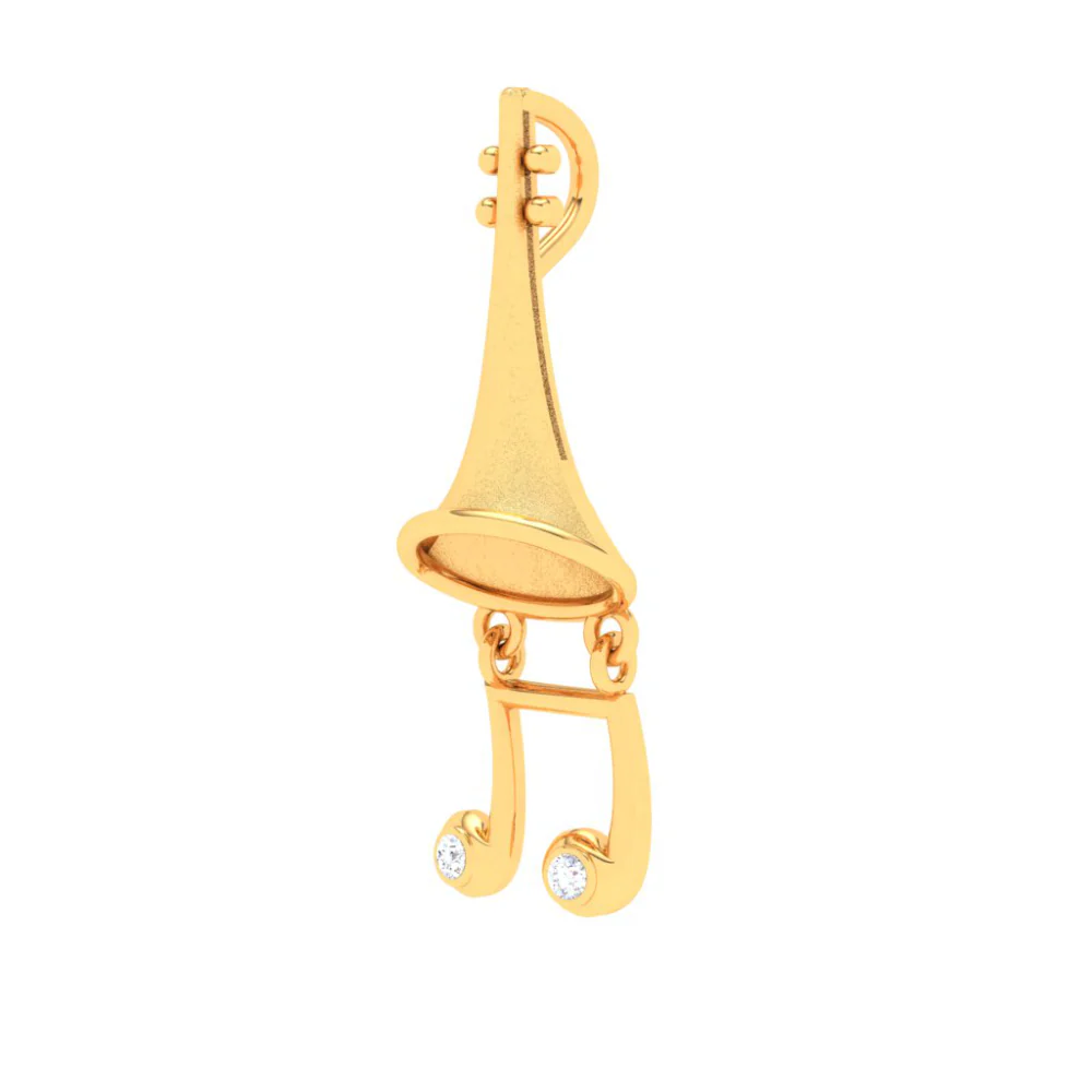 22KT Musical Note Trumpet Gold Pendant From Goldlites Collection - Image 2