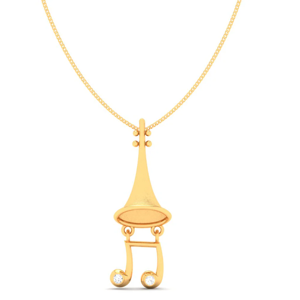 22KT Musical Note Trumpet Gold Pendant From Goldlites Collection - Image 3