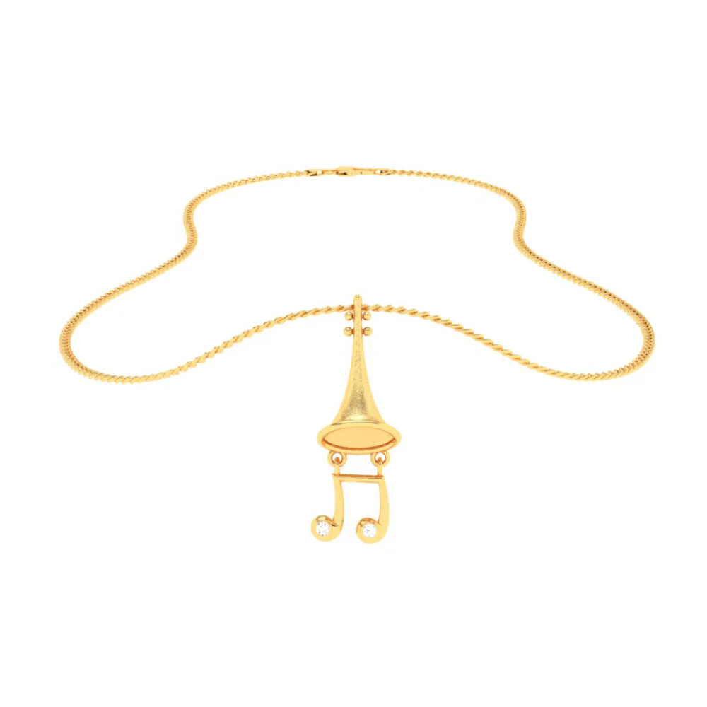 22KT Musical Note Trumpet Gold Pendant From Goldlites Collection - Image 5