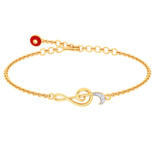 22KT Musical Note With Evil Eye Gold Bracelet From Goldlites Collection - Image 2