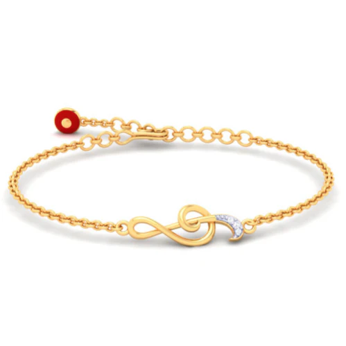 22KT Musical Note With Evil Eye Gold Bracelet From Goldlites Collection - Image 4