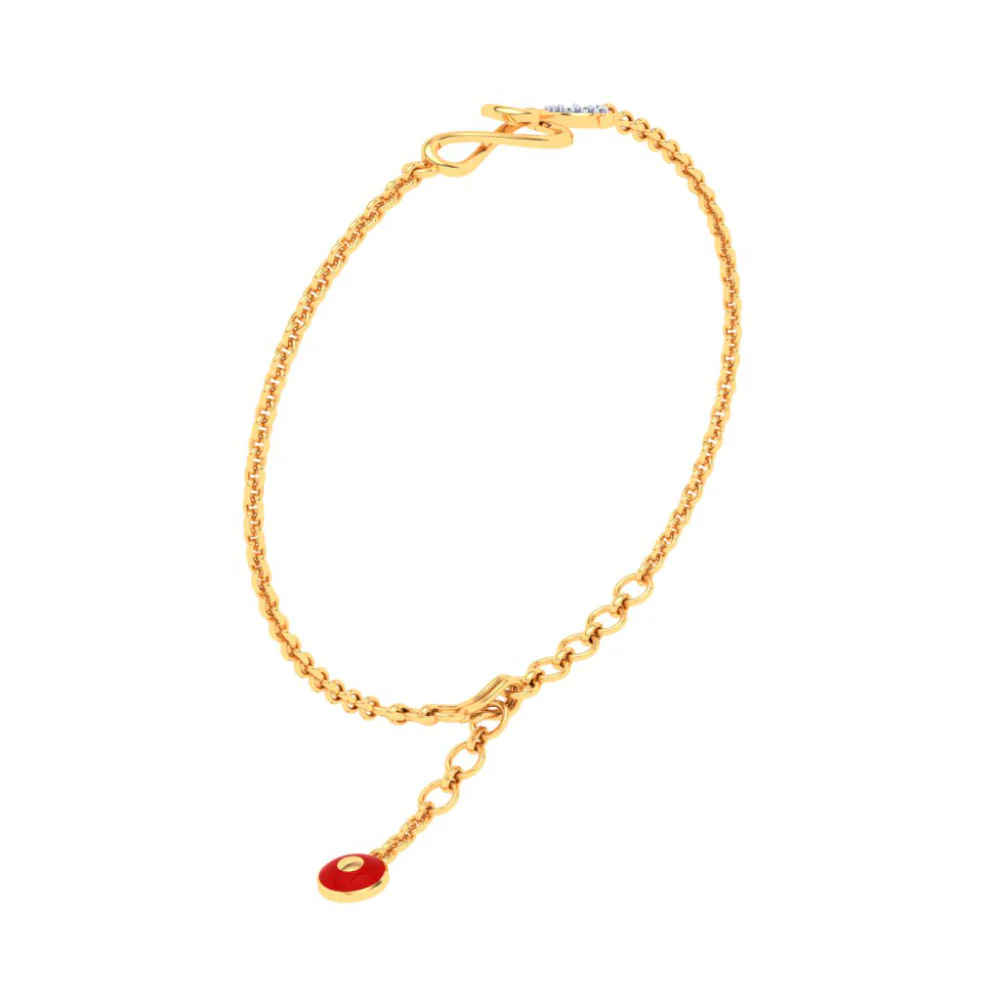 22KT Musical Note With Evil Eye Gold Bracelet From Goldlites Collection - Image 5