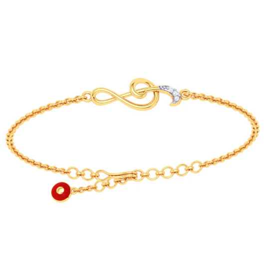 22KT Musical Note With Evil Eye Gold Bracelet From Goldlites Collection - Image 6