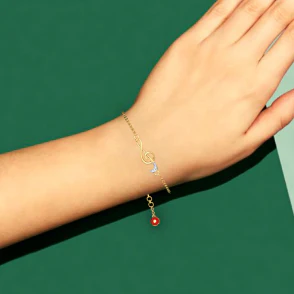 22KT Musical Note With Evil Eye Gold Bracelet From Goldlites Collection - Image 7