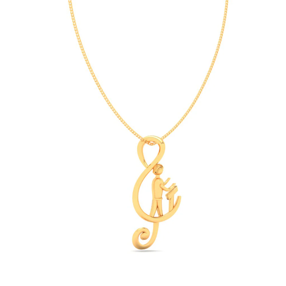 22KT Musical Note With Orchestrating Man Gold Pendant From Goldlites Collection - Image 5