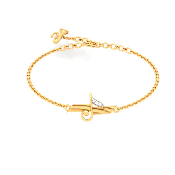 22KT Musical Note With Trumpet Gold Bracelet From Online Exclusive Collection - Image 3
