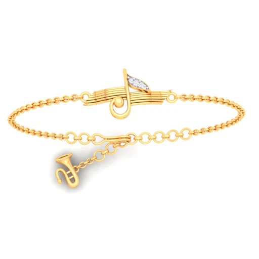 22KT Musical Note With Trumpet Gold Bracelet From Online Exclusive Collection - Image 6