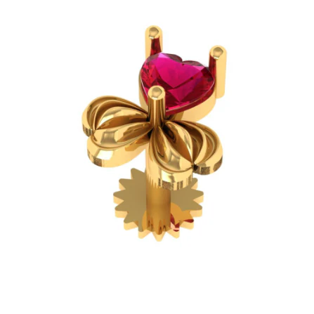 22KT Poila Boisakh Special Floral Design Gold Nose Pin - Image 3