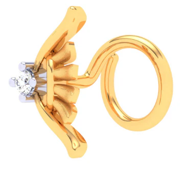 22KT Rare Shaped Gold Nosepin With A Diamond From Online Exclusive Collection - Image 2