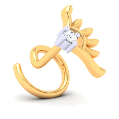 22KT Rare Shaped Gold Nosepin With A Diamond From Online Exclusive Collection - Image 4