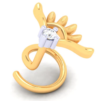 22KT Rare Shaped Gold Nosepin With A Diamond From Online Exclusive Collection - Image 5