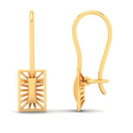 22KT Rectangle Shape Gold Drop Earring From Online Exclusive - Image 3