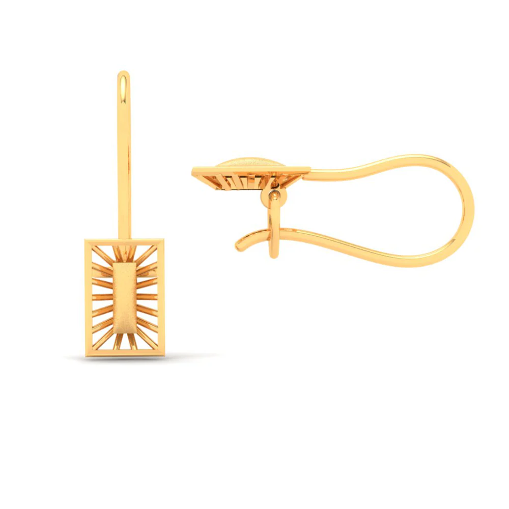22KT Rectangle Shape Gold Drop Earring From Online Exclusive - Image 4
