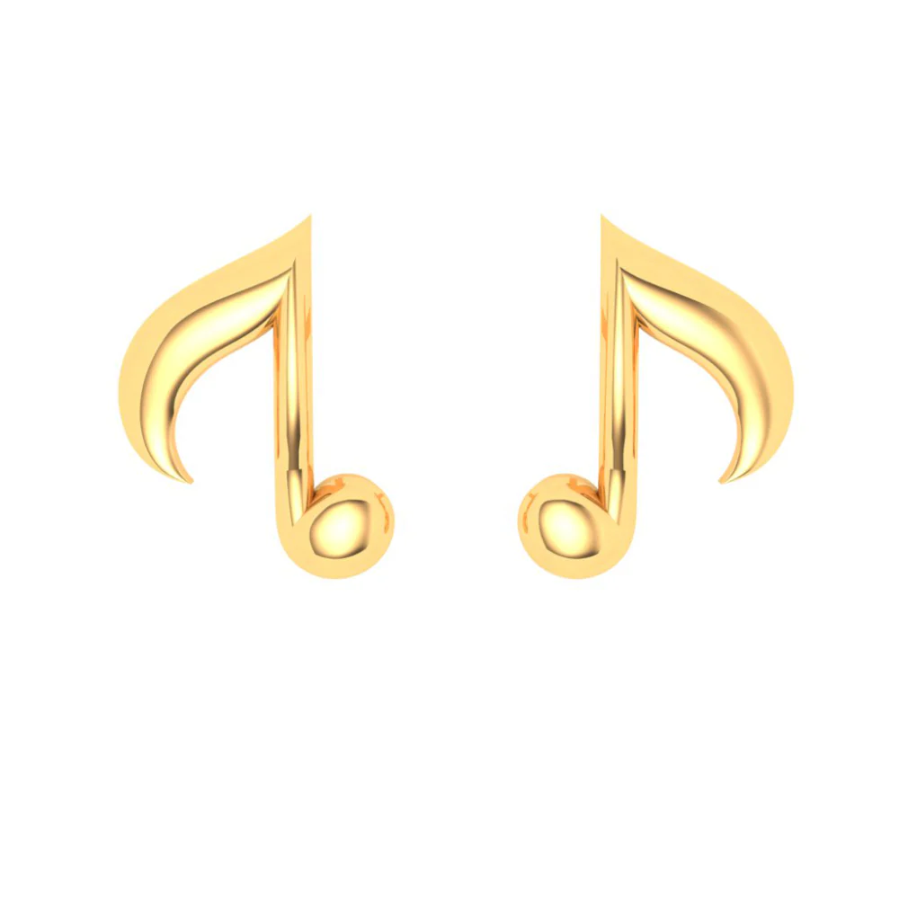 22KT Solid Musical Note Gold Stud Earrings From Goldlites Collection