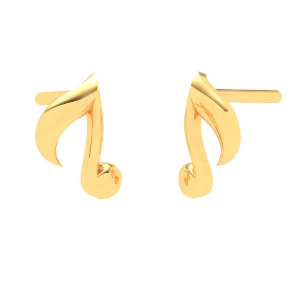 22KT Solid Musical Note Gold Stud Earrings From Goldlites Collection - Image 3