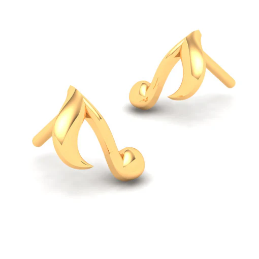 22KT Solid Musical Note Gold Stud Earrings From Goldlites Collection - Image 5