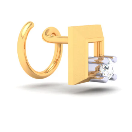 22KT Square Shaped Gold Nosepin With A Diamond From Online Exclusive Collection - Image 3