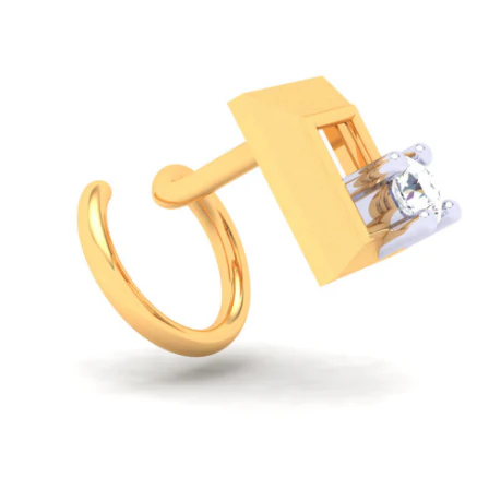 22KT Square Shaped Gold Nosepin With A Diamond From Online Exclusive Collection - Image 5