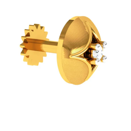 22KT Stone Studded Gold Nose Pin With Modern Design - Image 3