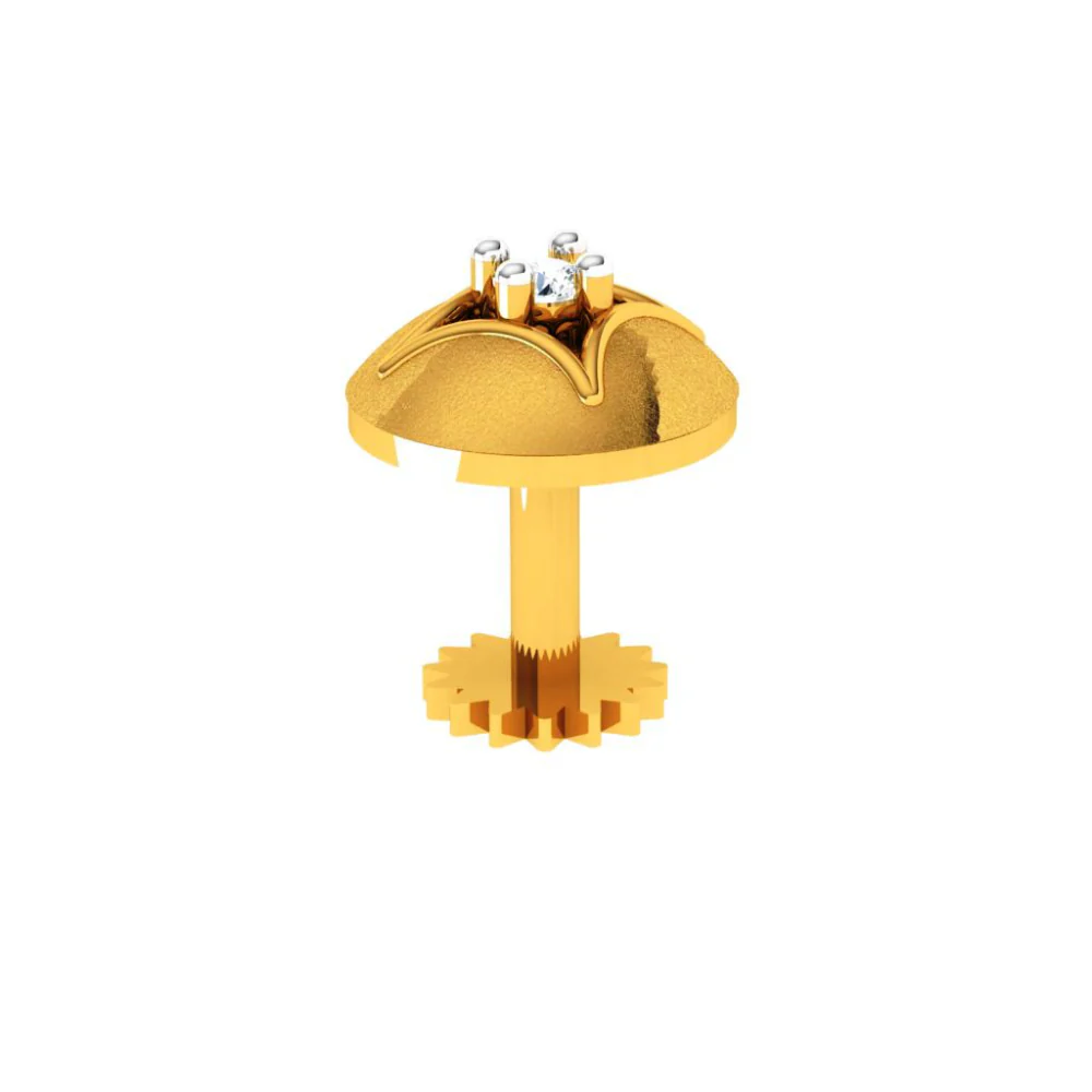 22KT Stone Studded Gold Nose Pin With Modern Design - Image 5