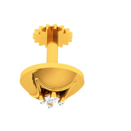 22KT Stone Studded Gold Nose Pin With Modern Design - Image 6