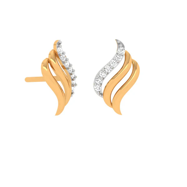 22KT Stone Studded Modern Gold Earring Exclusively For You - Image 2