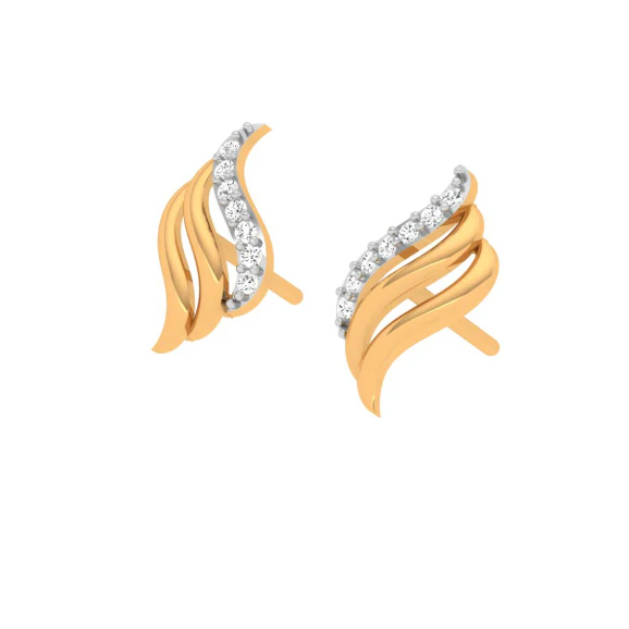 22KT Stone Studded Modern Gold Earring Exclusively For You - Image 4