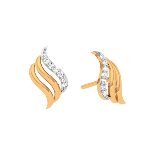 22KT Stone Studded Modern Gold Earring Exclusively For You - Image 5