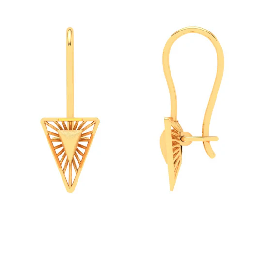 22KT Triangle Shape Gold Drop Earring From Online Exclusive - Image 3