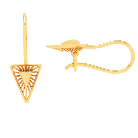22KT Triangle Shape Gold Drop Earring From Online Exclusive - Image 4