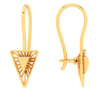 22KT Triangle Shape Gold Drop Earring From Online Exclusive - Image 5