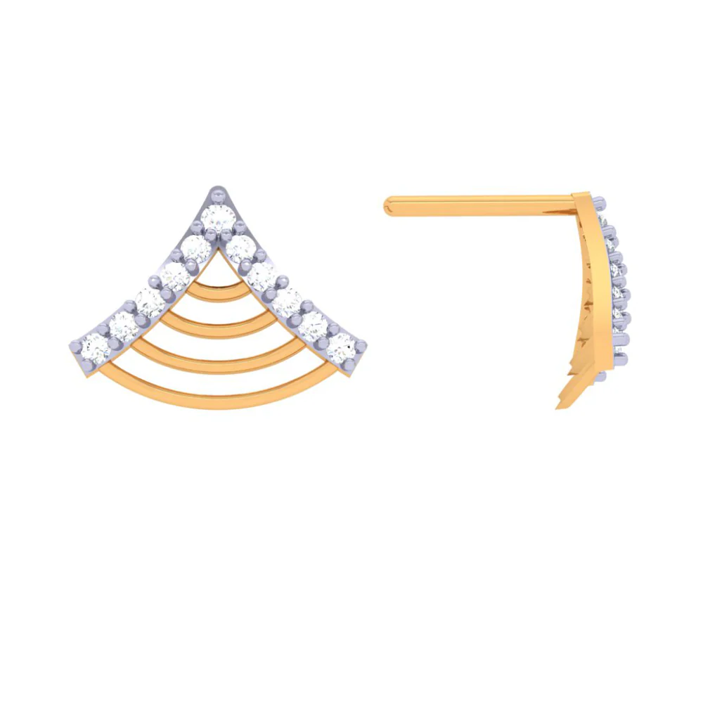 22KT Triangle-shaped Latest Design Of Gold Earrings - Image 3