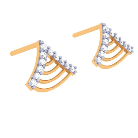 22KT Triangle-shaped Latest Design Of Gold Earrings - Image 5