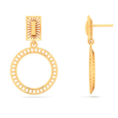 22KT Two Geometrical Shape Gold Drop Earring From Online Exclusive - Image 3