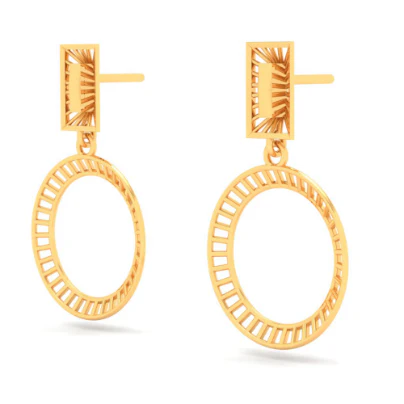 22KT Two Geometrical Shape Gold Drop Earring From Online Exclusive - Image 4