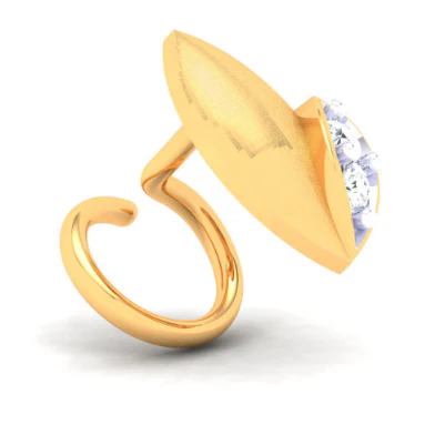 22KT Two Leaf Shape With A Yellow Stone Gold Nosepin From Online Exclusive - Image 4