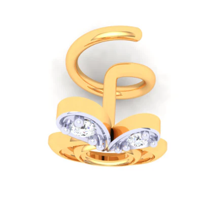 22KT Unique Love Shaped Gold Nosepin With Two Diamonds From Online Exclusive Collection - Image 5